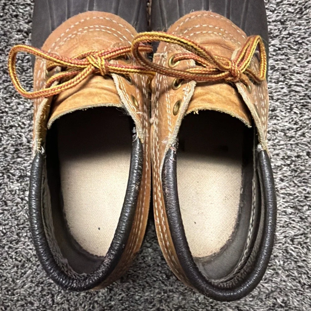 Vintage LL Bean Maine Mens Low Leather Duck Boat‎ Shoes Boots Hunting Size 12